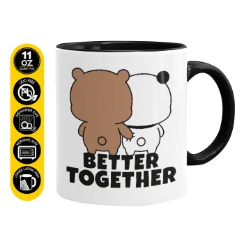 Bubu & Dudu Better together, Κούπα χρωματιστή μαύρη, κεραμική, 330ml