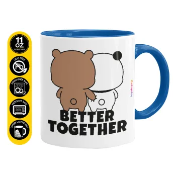 Bubu & Dudu Better together, Κούπα χρωματιστή μπλε, κεραμική, 330ml