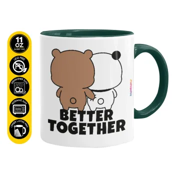 Bubu & Dudu Better together, Κούπα χρωματιστή πράσινη, κεραμική, 330ml