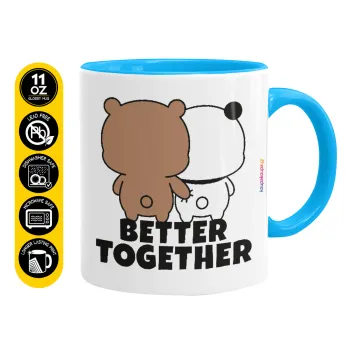 Bubu & Dudu Better together, Κούπα χρωματιστή γαλάζια, κεραμική, 330ml