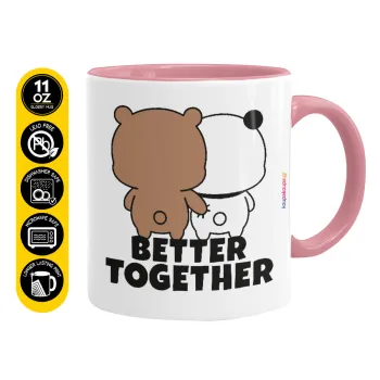 Bubu & Dudu Better together, Κούπα χρωματιστή ροζ, κεραμική, 330ml