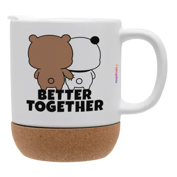 Bubu & Dudu Better together, Κούπα, κεραμική με βάση φελού και καπάκι (ΜΑΤ), 330ml