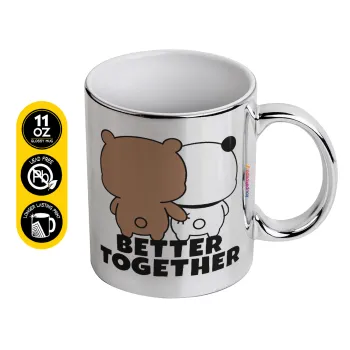 Bubu & Dudu Better together, Κούπα κεραμική, ασημένια καθρέπτης, 330ml