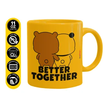 Bubu & Dudu Better together, Κούπα, κεραμική κίτρινη, 330ml