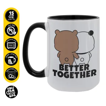 Bubu & Dudu Better together, Κούπα Mega 15oz, κεραμική Μαύρη, 450ml