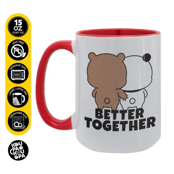 Bubu & Dudu Better together, Κούπα Mega 15oz, κεραμική Κόκκινη, 450ml