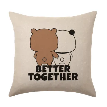 Bubu & Dudu Better together, Μαξιλάρι καναπέ ΛΙΝΟ 40x40cm περιέχεται το  γέμισμα