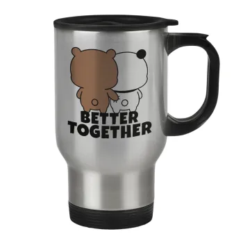 Bubu & Dudu Better together, Κούπα ταξιδιού ανοξείδωτη με καπάκι, διπλού τοιχώματος (θερμό) 450ml