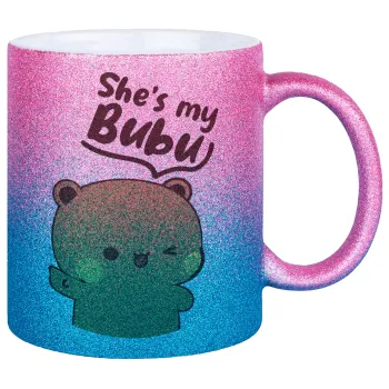 She's my Bubu, Κούπα Χρυσή/Μπλε Glitter, κεραμική, 330ml