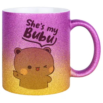 She's my Bubu, Κούπα Χρυσή/Ροζ Glitter, κεραμική, 330ml