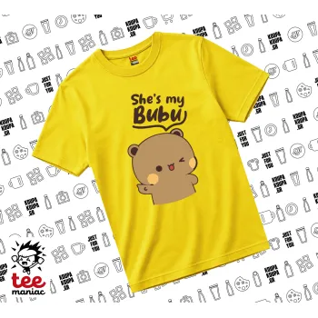 She's my Bubu, yellow childrens T-Shirt made of 100% cotton, for every day. Vegan & OEKO-TEX certified.