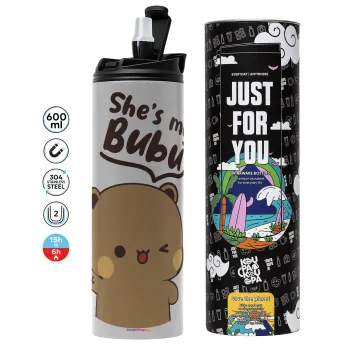 She's my Bubu, Tumbler ποτήρι θερμό ΓΚΡΙ από ανοξείδωτο ατσάλι 600ml
