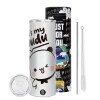 Tumbler ποτήρι θερμό από ανοξείδωτο ατσάλι 600ml, με μεταλλικό καλαμάκι & βούρτσα καθαρισμού