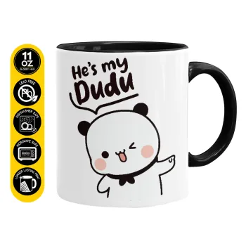 He's my Dudu, Κούπα χρωματιστή μαύρη, κεραμική, 330ml