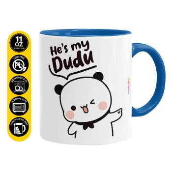 He's my Dudu, Κούπα χρωματιστή μπλε, κεραμική, 330ml
