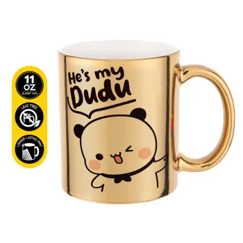 He's my Dudu, Κούπα κεραμική, χρυσή καθρέπτης, 330ml