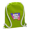 Τσάντα πλάτης πουγκί GYMBAG LIME GREEN, με τσέπη (40x48cm) & χονδρά κορδόνια