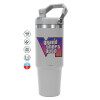 ΓΚΡΙ Travel Tumbler Θερμός με χερούλι και καλαμάκι 890ml