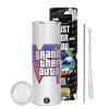 Tumbler ποτήρι θερμό από ανοξείδωτο ατσάλι 600ml, με μεταλλικό καλαμάκι & βούρτσα καθαρισμού