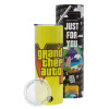 Neon Yellow Travel Tumbler θερμό, μεταλλικό καλαμάκι(Ανωξείδωτο 304 Food grade, BPA free, 600ml)