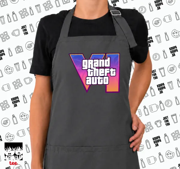 GTA VI — GREY Ποδιά μαγειρικής μακριά Σεφ με τσέπες (ΕΝΗΛΙΚΩΝ, ΓΚΡΙ)