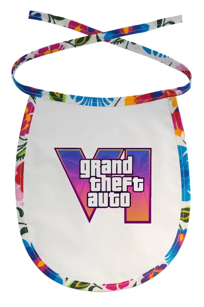 GTA VI — Stain-resistant baby bib with tie, multicoloured