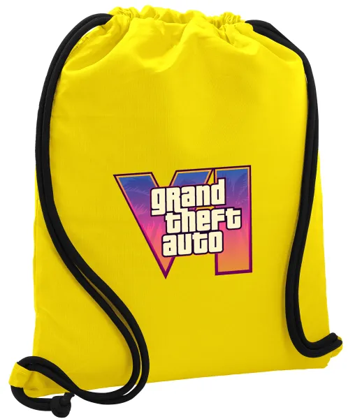 GTA VI — Backpack pouch GYMBAG Yellow, with pocket (40x48cm) & thick cords