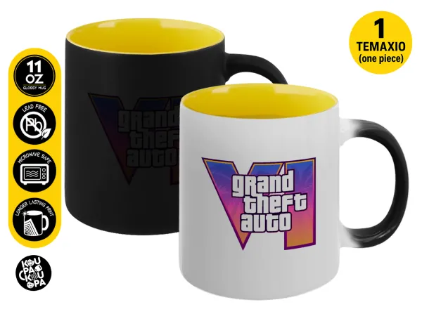 GTA VI — Magic mug with yellow interior, ceramic, 330ml, changes colour with hot drinks