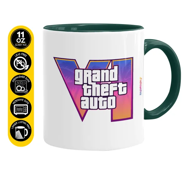 GTA VI — Κούπα χρωματιστή πράσινη, κεραμική, 330ml