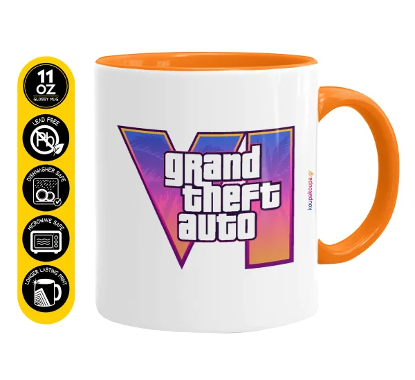 GTA VI — Mug colored orange, ceramic, 330ml