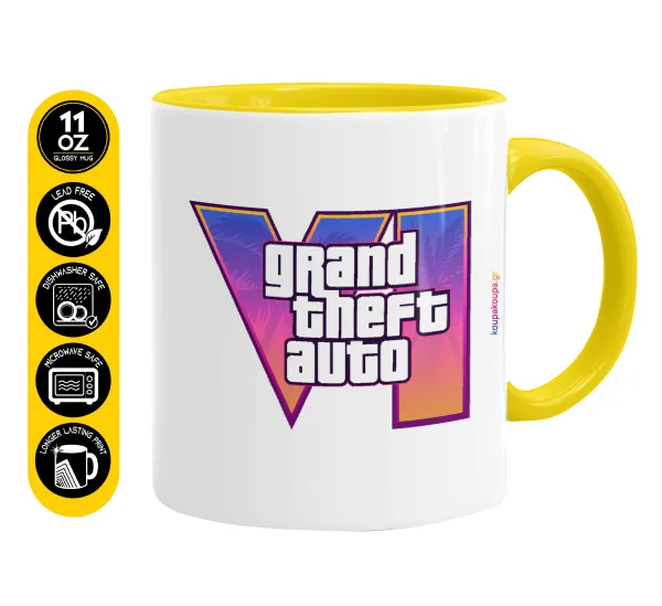 GTA VI — Mug colored yellow, ceramic, 330ml