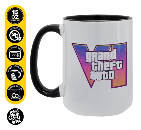 GTA VI — Mega mug 15oz, black ceramic, 450ml