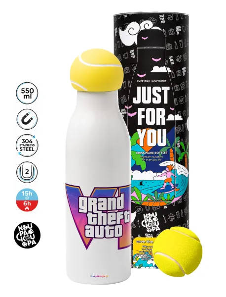 GTA VI — Tennis ball Metal mug thermos White, double wall, 550ml