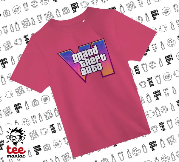 GTA VI — PINK childrens T-Shirt made of 100% cotton, for every day. Vegan & OEKO-TEX certified.