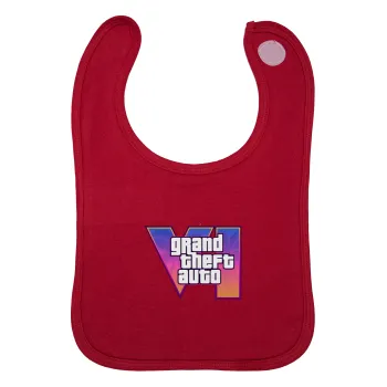 GTA VI, Σαλιάρα με Σκρατς Κόκκινη 100% Organic Cotton (0-18 months)