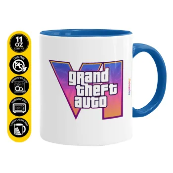 GTA VI, Κούπα χρωματιστή μπλε, κεραμική, 330ml