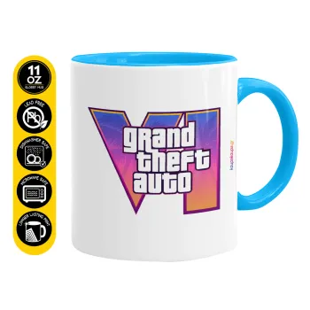 GTA VI, Κούπα χρωματιστή γαλάζια, κεραμική, 330ml