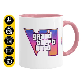GTA VI, Κούπα χρωματιστή ροζ, κεραμική, 330ml