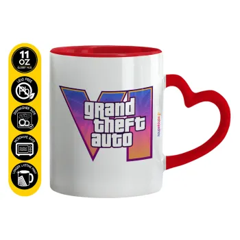 GTA VI, Κούπα καρδιά χερούλι κόκκινη, κεραμική, 330ml