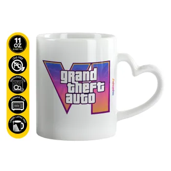 GTA VI, Κούπα καρδιά χερούλι λευκή, κεραμική, 330ml