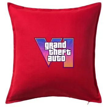 GTA VI, Μαξιλάρι καναπέ Κόκκινο 100% βαμβάκι, περιέχεται το γέμισμα (50x50cm)