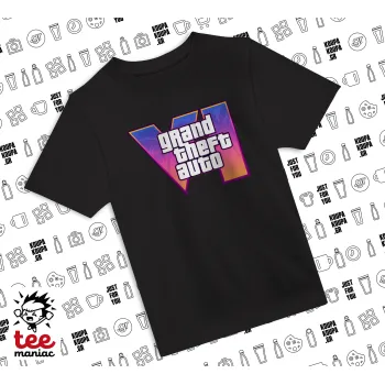 GTA VI, ΜΑΥΡΟ Άνετο παιδικό T-Shirt από 100% βαμβάκι, για κάθε μέρα. Vegan & OEKO-TEX πιστοποιημένο.