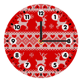 Χριστουγεννιάτικο πλεκτό ελάφια, Ρολόι τοίχου ξύλινο (20cm)