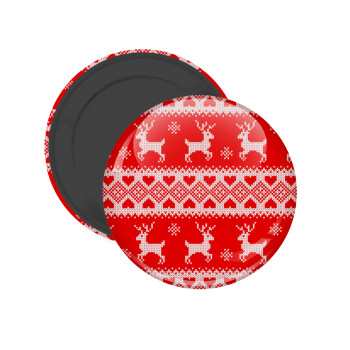 Deer knitted, Μαγνητάκι ψυγείου στρογγυλό διάστασης 5cm