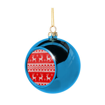 Χριστουγεννιάτικο πλεκτό ελάφια, Χριστουγεννιάτικη μπάλα δένδρου Μπλε 8cm
