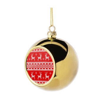 Χριστουγεννιάτικο πλεκτό ελάφια, Χριστουγεννιάτικη μπάλα δένδρου Χρυσή 8cm