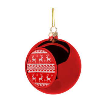 Deer knitted, Χριστουγεννιάτικη μπάλα δένδρου Κόκκινη 8cm