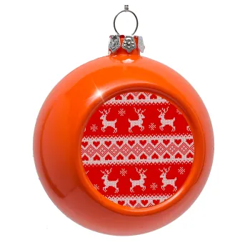 Deer knitted, Orange Christmas tree ornament bauble 8cm