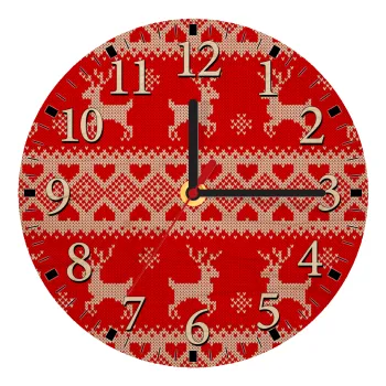 Deer knitted, Ρολόι τοίχου ξύλινο plywood (20cm)