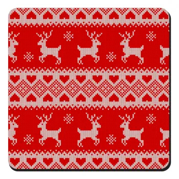 Deer knitted, Τετράγωνο μαγνητάκι ξύλινο 9x9cm